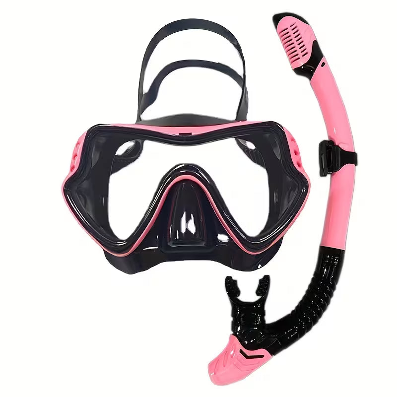 Snorkelling Gear Anti-Fog Panoramic View Tempered glass Swim Mask Dry Top Snorkel Kit