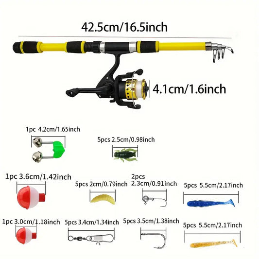 Fishing Rod & Reel Combo with Portable Tackle Bag 7 feet