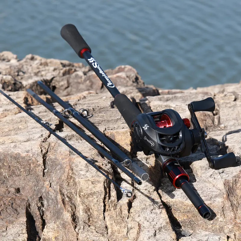 Fishing Tackle Full Set 4 Section Carbon Fiber Rod 7 feet