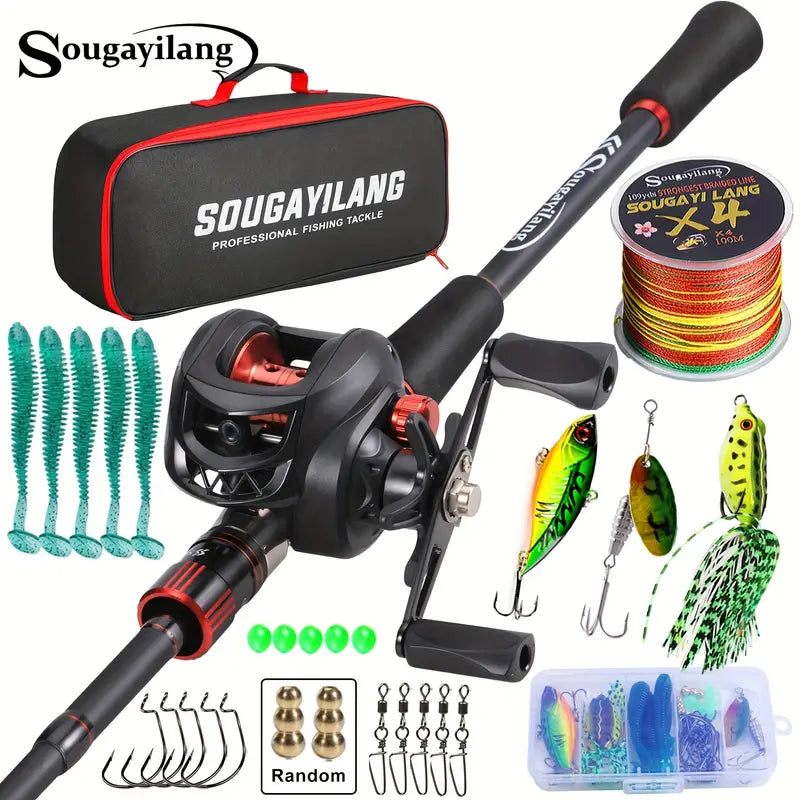 Fishing Tackle Full Set 4 Section Carbon Fiber Rod 7 feet
