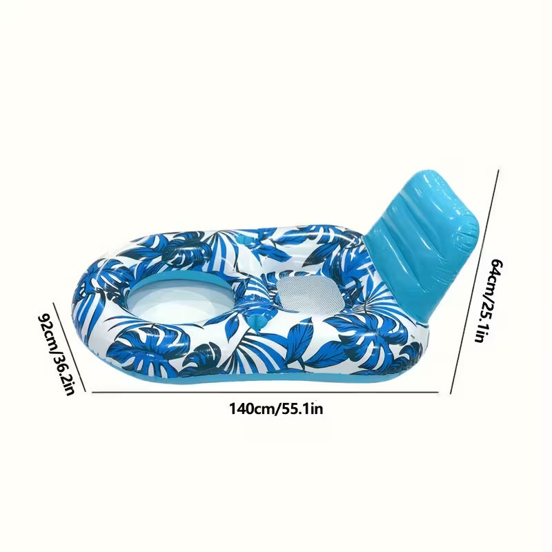 Inflatable Pool Recliner Sea Bed with Cup Holder