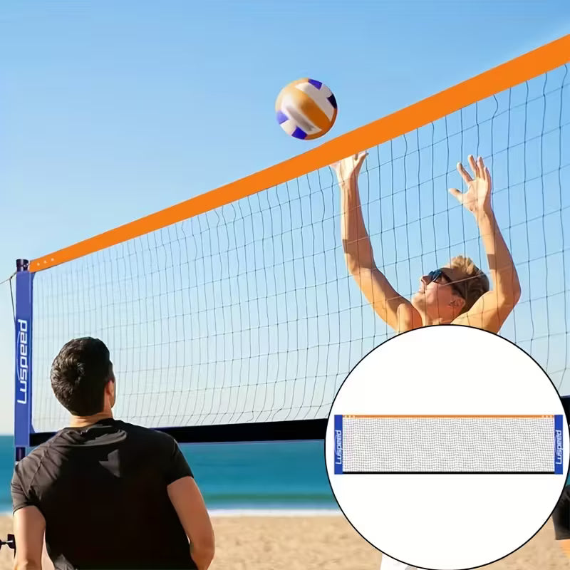 Portable Folding Volleyball Net Durable Nylon/Polyester Indoor/Outdoor Use with Stakes & Tensioners
