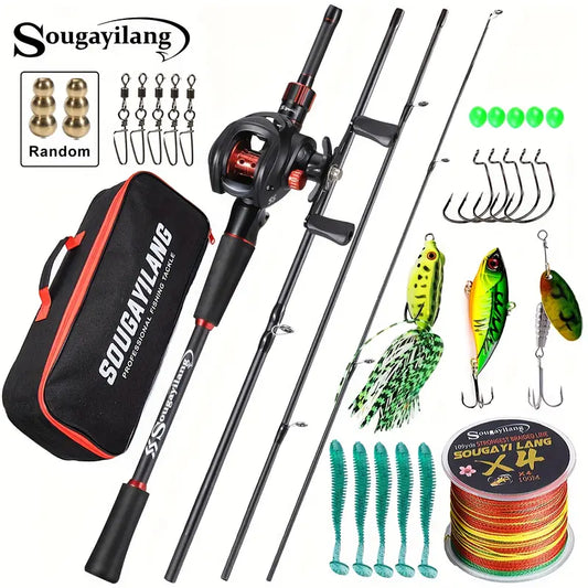 Fishing Tackle Full Set 4 Section Carbon Fiber Rod 7 feet