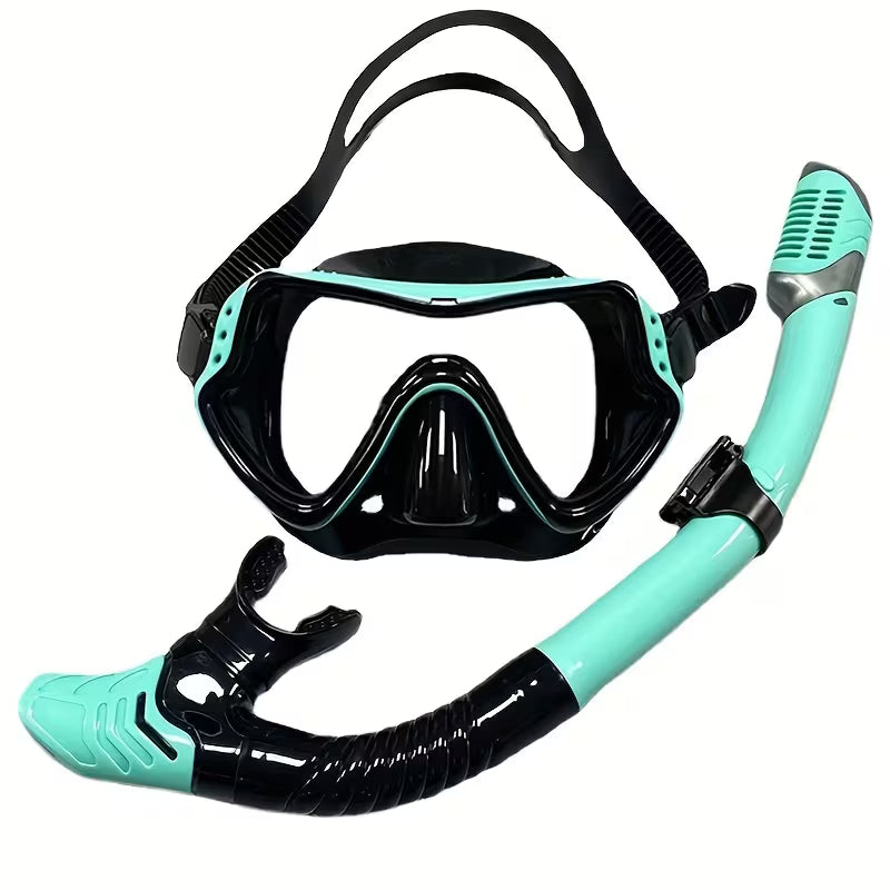 Snorkelling Gear Anti-Fog Panoramic View Tempered glass Swim Mask Dry Top Snorkel Kit