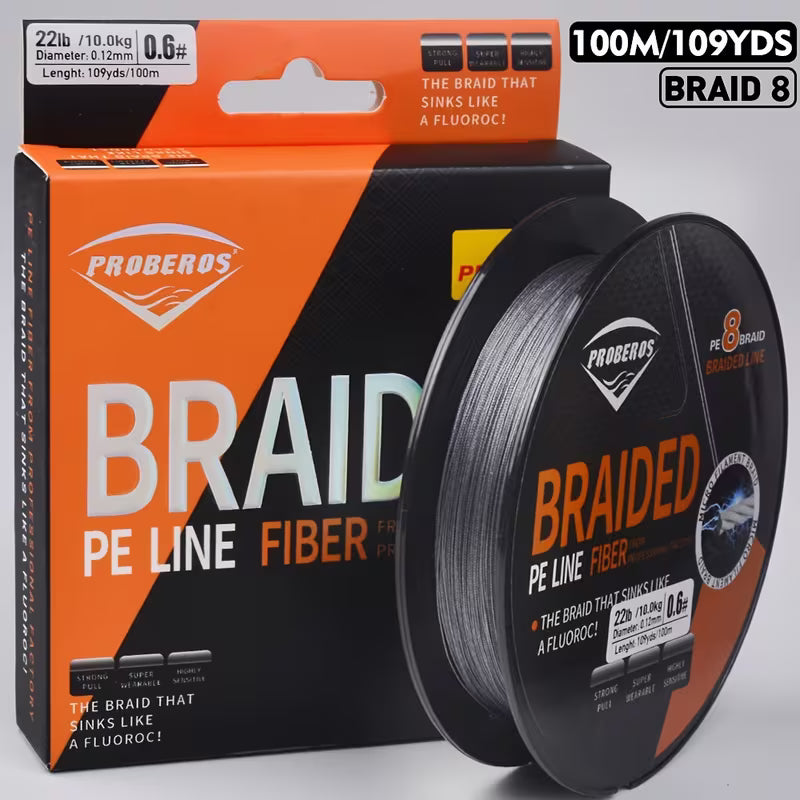 PROBEROS Super Strong 8 Strands Braided Fishing Line, 100m