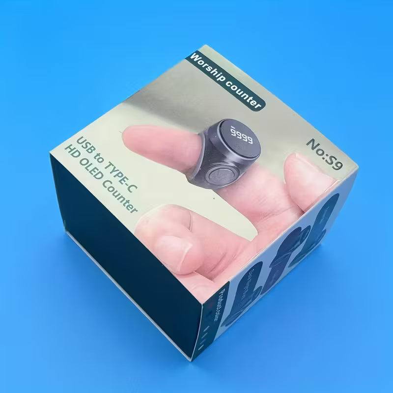 OLED Display Tasbih Counting Ring – Adjustable Silicone, Type-C Rechargeable