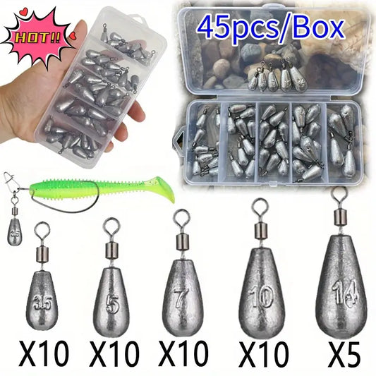 45pcs fishing Weight Sinkers