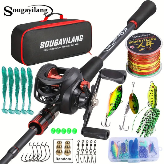 Fishing Tackle Full Set 4 Section Carbon Fiber Rod 7 feet