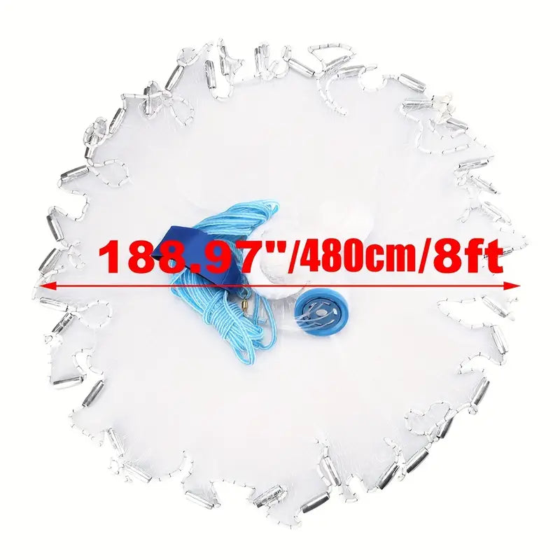 Heavy-Duty Fishing Cast Net, 8 feet