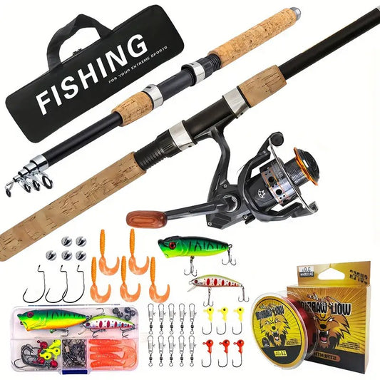Fiberglass Telescopic Fishing Rod and Reel Combo 7 feet