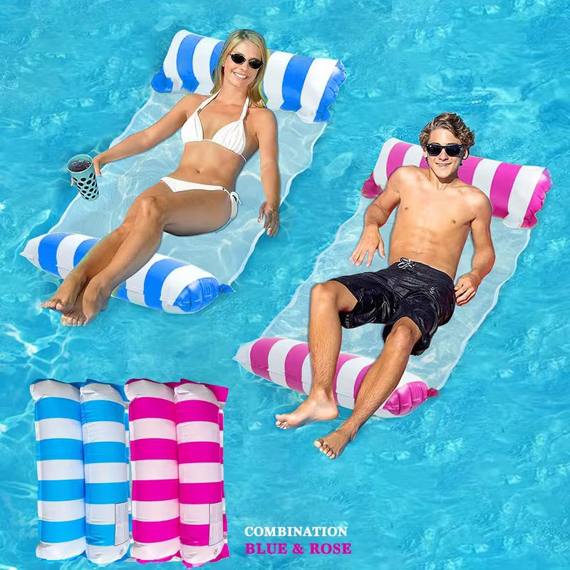 2 Pcs Portable Water Hammock Float Sea Bed (Blue & Pink)