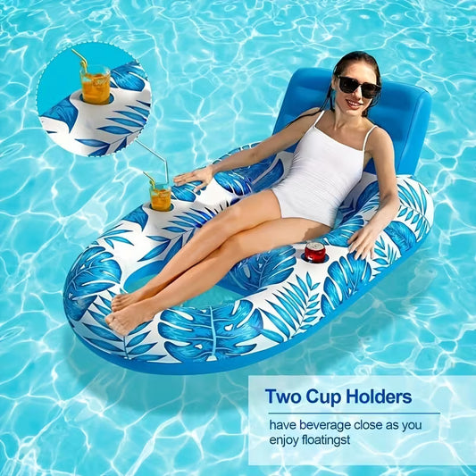 Inflatable Pool Recliner Sea Bed with Cup Holder